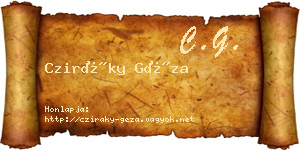 Cziráky Géza névjegykártya